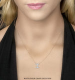 Initial 'i' Necklace Diamond Encrusted Pave Set In 9k White Gold