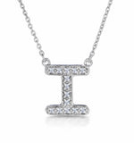 Initial 'i' Necklace Diamond Encrusted Pave Set In 9k White Gold