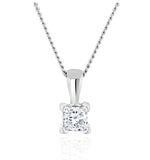 Princess Cut Lab Diamond Pendant Necklace 0.15ct In 9k White Gold