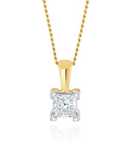 0.25ct Lab Diamond Princess Cut Solitaire Necklace In 9k Gold
