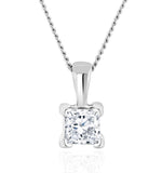 0.33ct Lab Diamond Princess Cut Solitaire Necklace In 9k White Gold