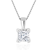 0.50ct Lab Diamond Princess Cut Solitaire Necklace In 9k White Gold