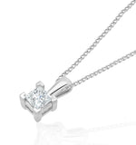 Princess Cut Lab Diamond Pendant Necklace 0.15ct In 9k White Gold
