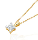 0.50ct Lab Diamond Princess Cut Solitaire Necklace In 9k White Gold