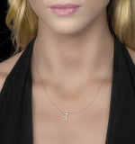 Initial 'j' Necklace Diamond Encrusted Pave Set In 9k Rose Gold