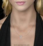 Initial 'j' Necklace Diamond Encrusted Pave Set In 9k White Gold