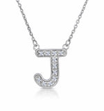 Initial 'j' Necklace Diamond Encrusted Pave Set In 9k White Gold