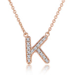 Initial 'k' Necklace Diamond Encrusted Pave Set In 9k Rose Gold