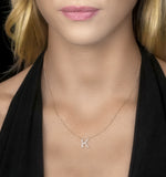 Initial 'k' Necklace Diamond Encrusted Pave Set In 9k Rose Gold