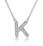 Initial 'k' Necklace Diamond Encrusted Pave Set In 9k White Gold