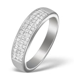 18k White Gold Princess Diamond Half Eternity Ring - N3327
