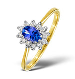 Tanzanite 6 X 4mm And Diamond 18k Gold Ring  Fet33-v