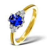 Tanzanite 7 X 5mm And Diamond 18k Gold Ring  N3493