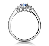 Tanzanite 7 X 5mm And Diamond 18k White Gold Ring  N3493y