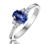 Tanzanite 7 X 5mm And Diamond 18k White Gold Ring  N3493y