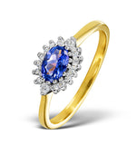 Tanzanite 6 X 4mm And Diamond 18k Gold Ring  Fet21-v