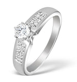 18k White Gold Diamond Solitaire Ring With Shoulder Detail - L1364