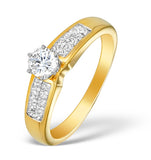 18k Gold Diamond Solitaire Ring With Shoulder Detail - L1366