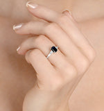 Sapphire 7 X 5mm And Diamond 18k White Gold Ring