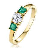 Emerald 0.30ct And Diamond 18k Gold Ring