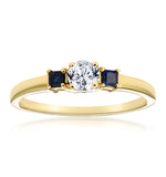 Diamond 0.25ct And Sapphire 18k Gold Ring