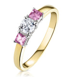 18k Gold Diamond Pink Sapphire Ring 0.25ct
