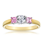 18k Gold Diamond Pink Sapphire Ring 0.25ct
