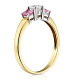 18k Gold Diamond Pink Sapphire Ring 0.25ct