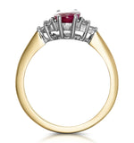 Ruby 7mm X 5mm And Diamond 18k Gold Ring