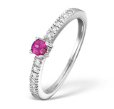18k White Gold H/si Diamond And Pink Sapphire Ring