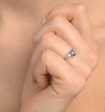 Sapphire 6 X 4mm And Diamond 18k White Gold Ring