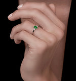 Emerald 6 X 4mm And Diamond 18k White Gold Ring  N4314y