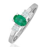 Emerald 6 X 4mm And Diamond 18k White Gold Ring  N4314y