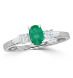 Emerald 6 X 4mm And Diamond 18k White Gold Ring  N4314y