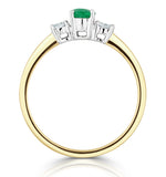 Emerald 6 X 4mm And Diamond 18k Gold Ring  N4314