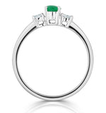 Emerald 6 X 4mm And Diamond 18k White Gold Ring  N4314y