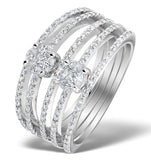 Two 0.50ct Look Galileo Set Diamond 0.80ct And 18k White Gold Ring