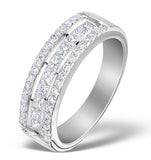 3 Row Diamond 1.00ct And 18k White Gold Half Eternity Ring
