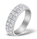 2 Row Diamond 1.00ct And Platinum Half Eternity Ring - S3482