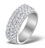 3 Row Diamond 1.50ct And 18k White Gold Half Eternity Ring - N4491