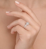 Halo Engagement Ring Alice 0.90ct H/si Diamond In 18k White Gold
