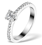 Sidestone Engagement Ring Valentina 0.65ct Diamonds 18k White Gold