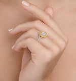 Halo Engagement Ring Arianna With 1ct Of Yellow Diamonds In 18kw Gold