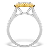 Halo Engagement Ring Arianna With 1ct Of Yellow Diamonds In 18kw Gold