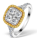 Halo Engagement Ring Angelina 1.50ct Yellow Diamonds 18k White Gold