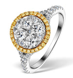 Halo Engagement Ring Alessia 1.50ct Yellow Diamond In 18k White Gold
