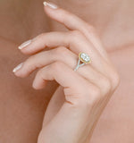 Halo Engagement Ring Alessia 1.50ct Yellow Diamond In 18k White Gold