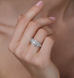 Halo Pave Ring - Celeste - 0.92ct Of H/si Diamonds In 18k White Gold