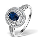 Sapphire Ring With A Diamond Halo 1ct In 18k White Gold N4523