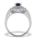 Sapphire Ring With A Diamond Halo 1ct In 18k White Gold N4523